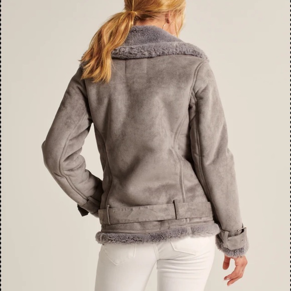 NWT Abercrombie Vegan Suede/Faux Sherpa Aviator Jacket (size small) - Picture 3 of 12
